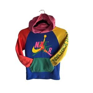 Nike Air Jordan Colorblock Hoodie Youth S Vintage Look Pink Blue Green